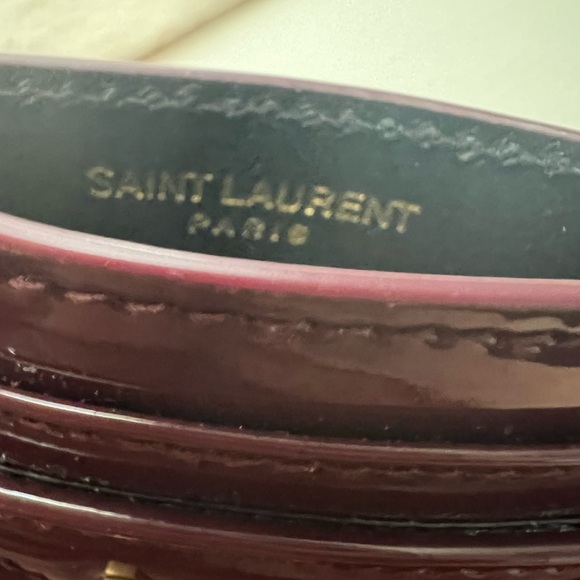 Saint Laurent Burgundy Card Holder with Gold Logo - Picture 4 of 5